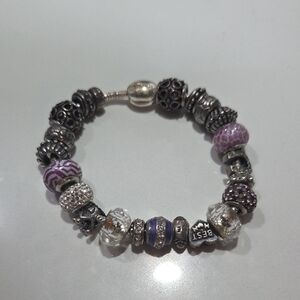 Sterling Silver Italy Purple Charm Bracelet by Micheal Anthony